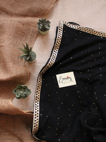 Cocktail Mul Cotton Black Saree