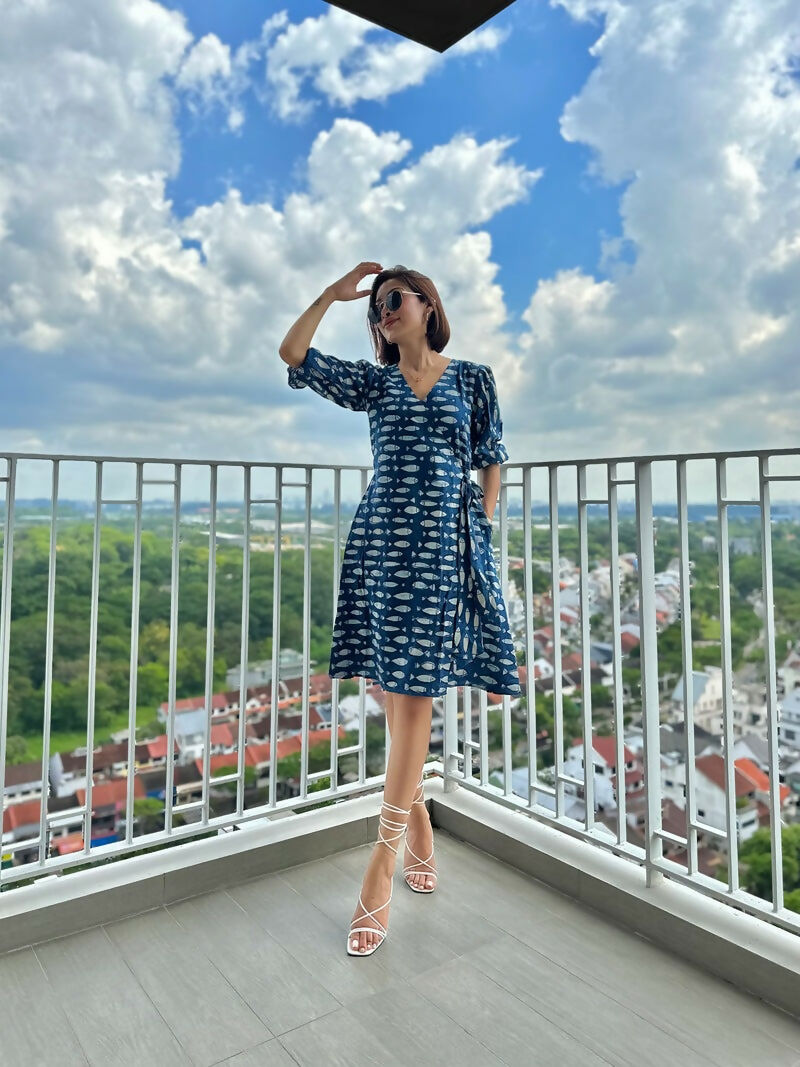 Bali Indigo Cotton Wrap Dress