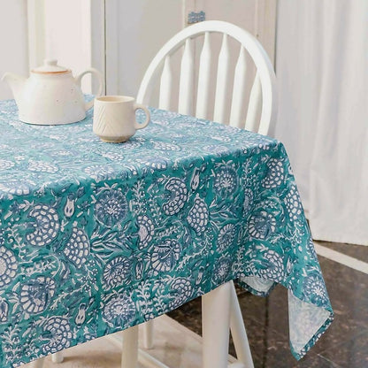 Tranquil Teal Wipeable & Anti-slip Tablecover- ROUND