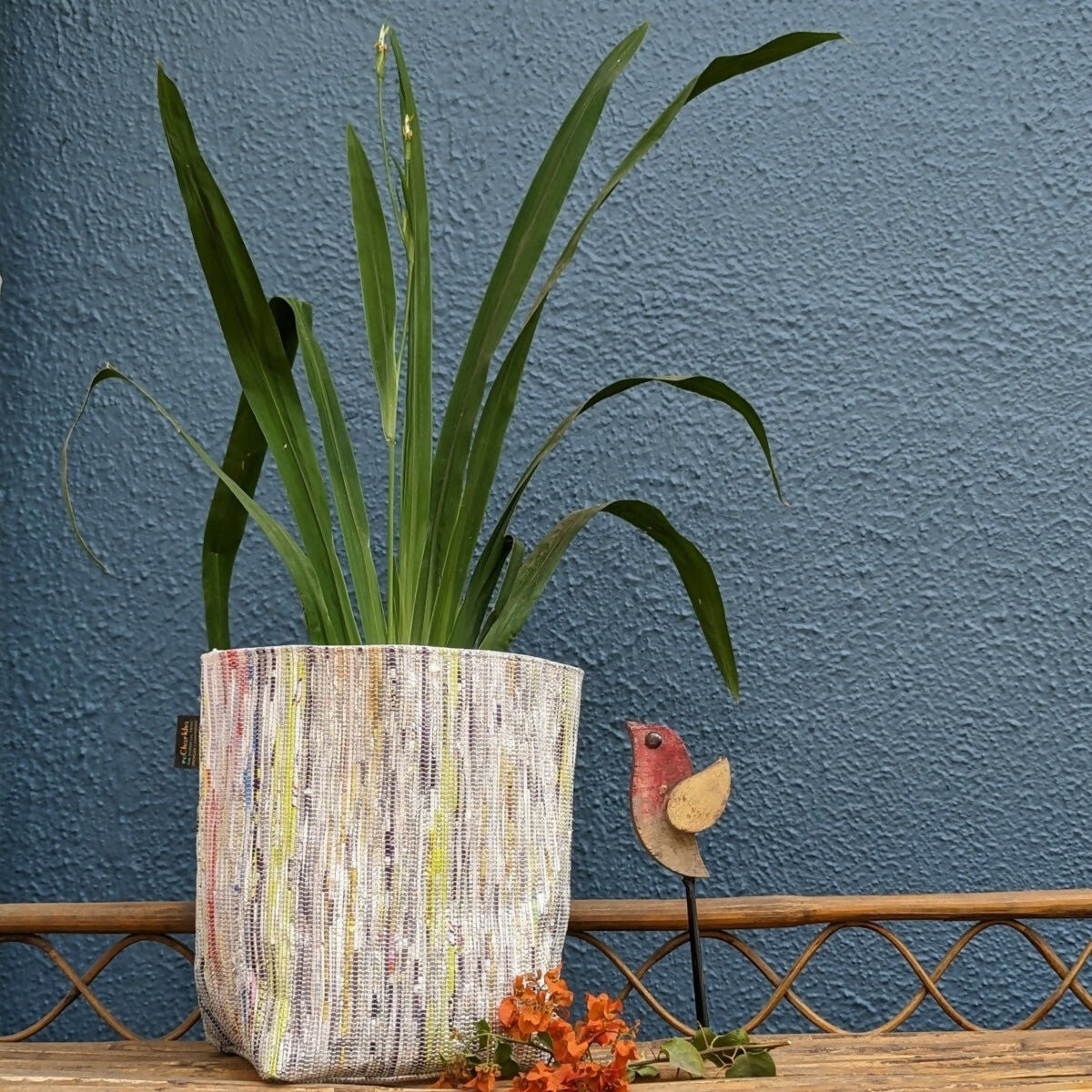 Upcycled Handwoven: Grow Pot Cover Big