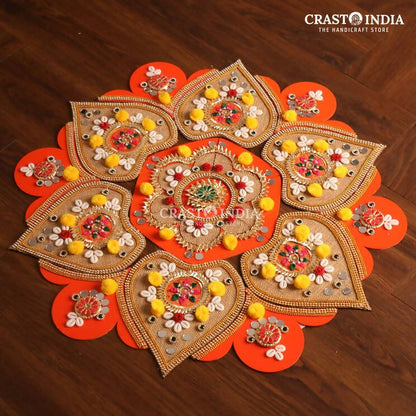 Orange Handcrafted Festive Rangoli