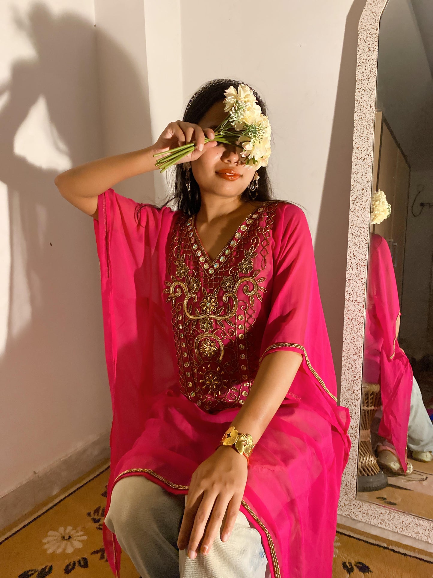 Noor Georgette Kaftan with Golden Embroidery