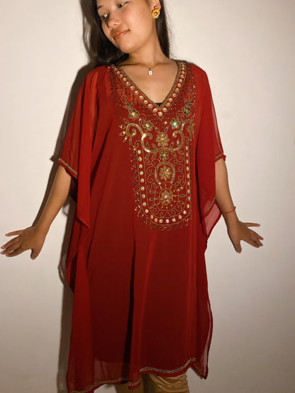 Noor Georgette Kaftan with Golden Embroidery