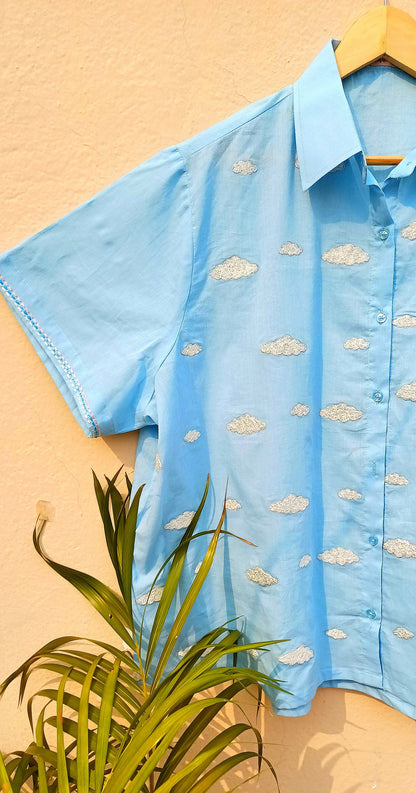 Cloudy Moody Embroidered Cotton Shirt