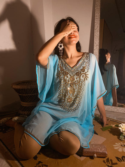 Noor Georgette Kaftan with Golden Embroidery