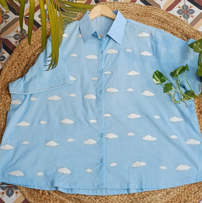 Cloudy Moody Embroidered Cotton Shirt