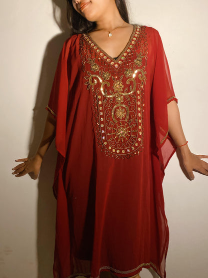 Noor Georgette Kaftan with Golden Embroidery