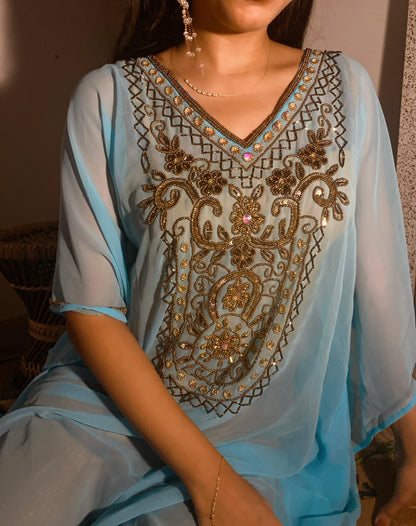 Noor Georgette Kaftan with Golden Embroidery