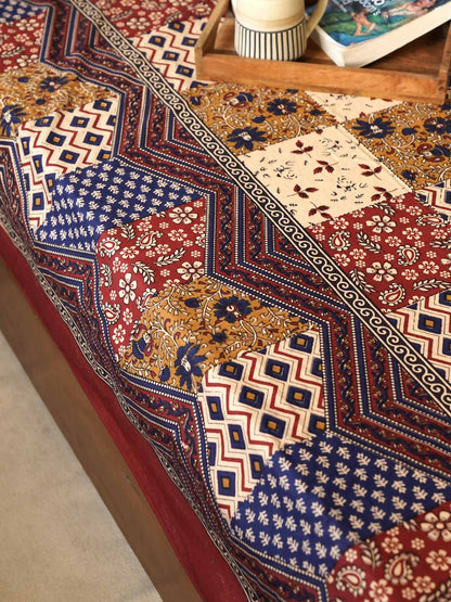 Kalamkari Patch Print Double Bed Bedsheet