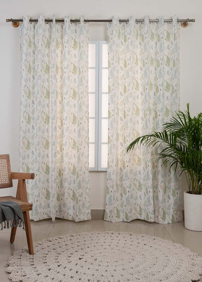 Room Darkening - Rustling Green Leaves Cotton Curtain