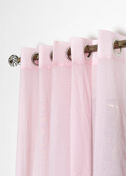 Light Filtering - Powder Pink Cotton Plain Curtain