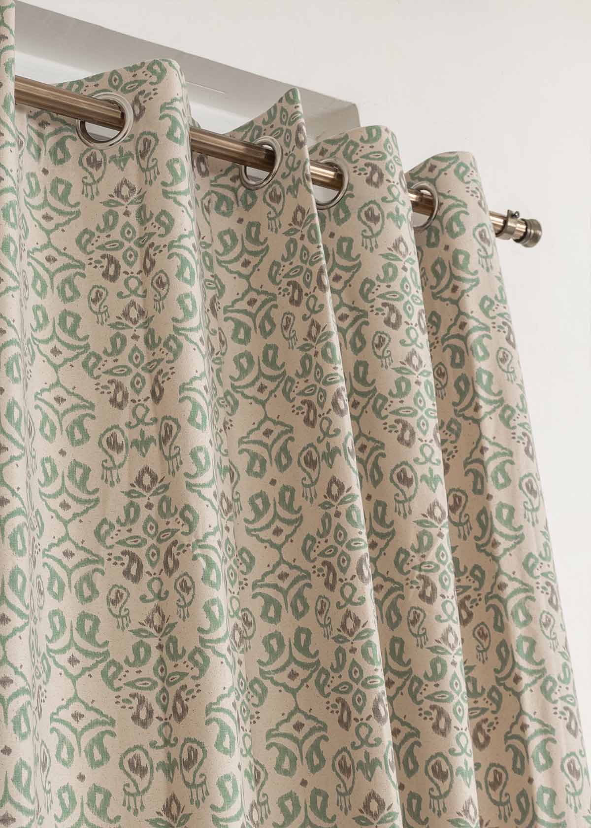 Room Darkening - Spice Route Cotton Geometric Curtain