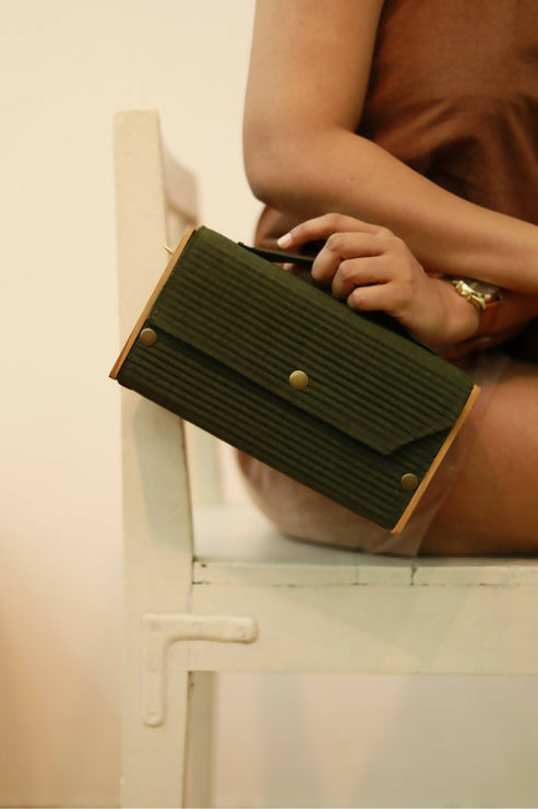 Springtale & Solid Olive Box Clutch - Changeable Sleeve