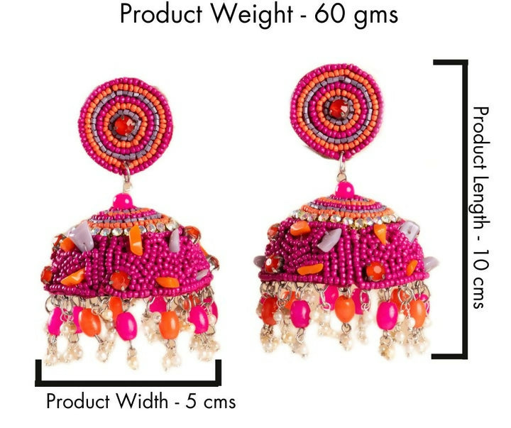 Shaila Pink Beaded Jhumkas