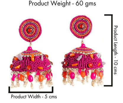 Shaila Pink Beaded Jhumkas