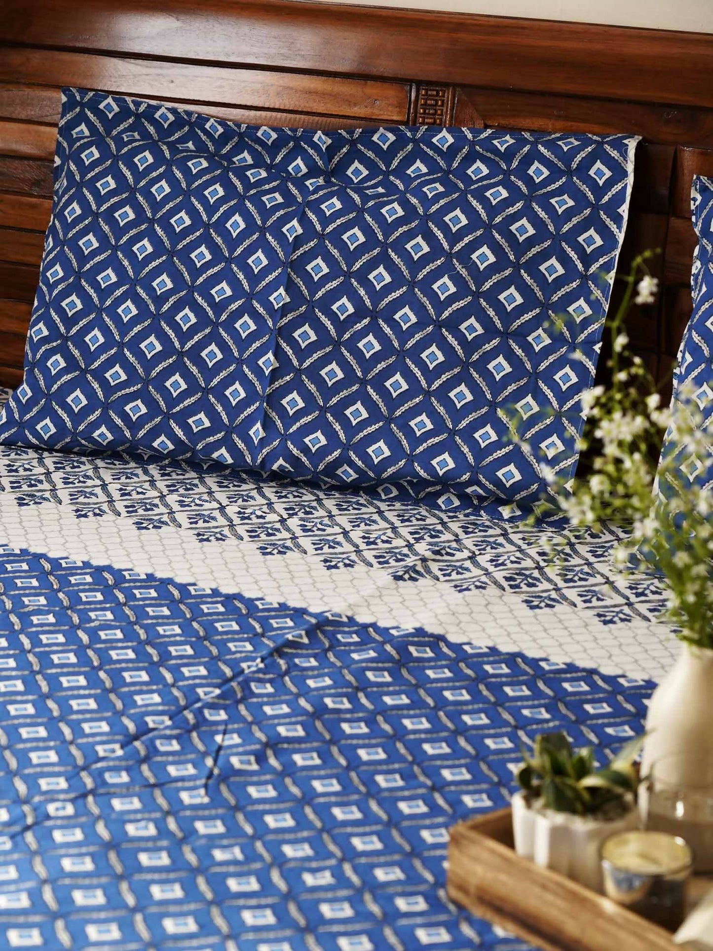 Bageecha Blue Double Bed Bedsheet