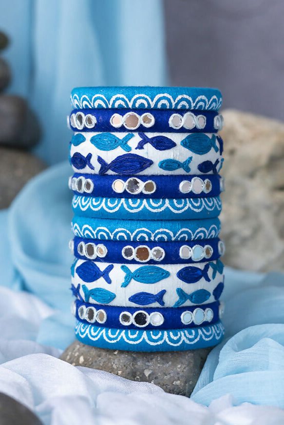 Bhagirathi With Fish Detailing Bangle Set