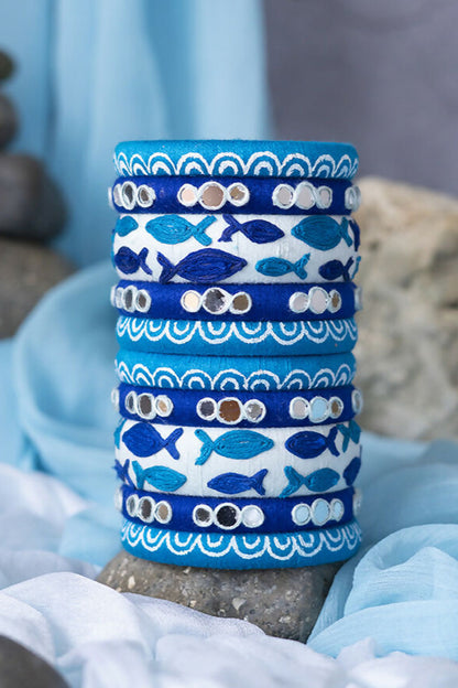 Bhagirathi With Fish Detailing Bangle Set