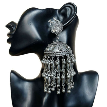 Gulmohar Silver Oxide Jhumkas