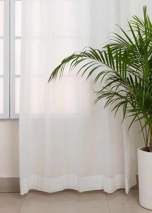 Light Filtering - Solid White Sheer Cotton Curtain