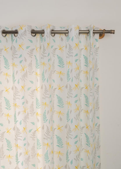 Room Darkening - Winged Skies Printed Pure Cotton Floral Curtain