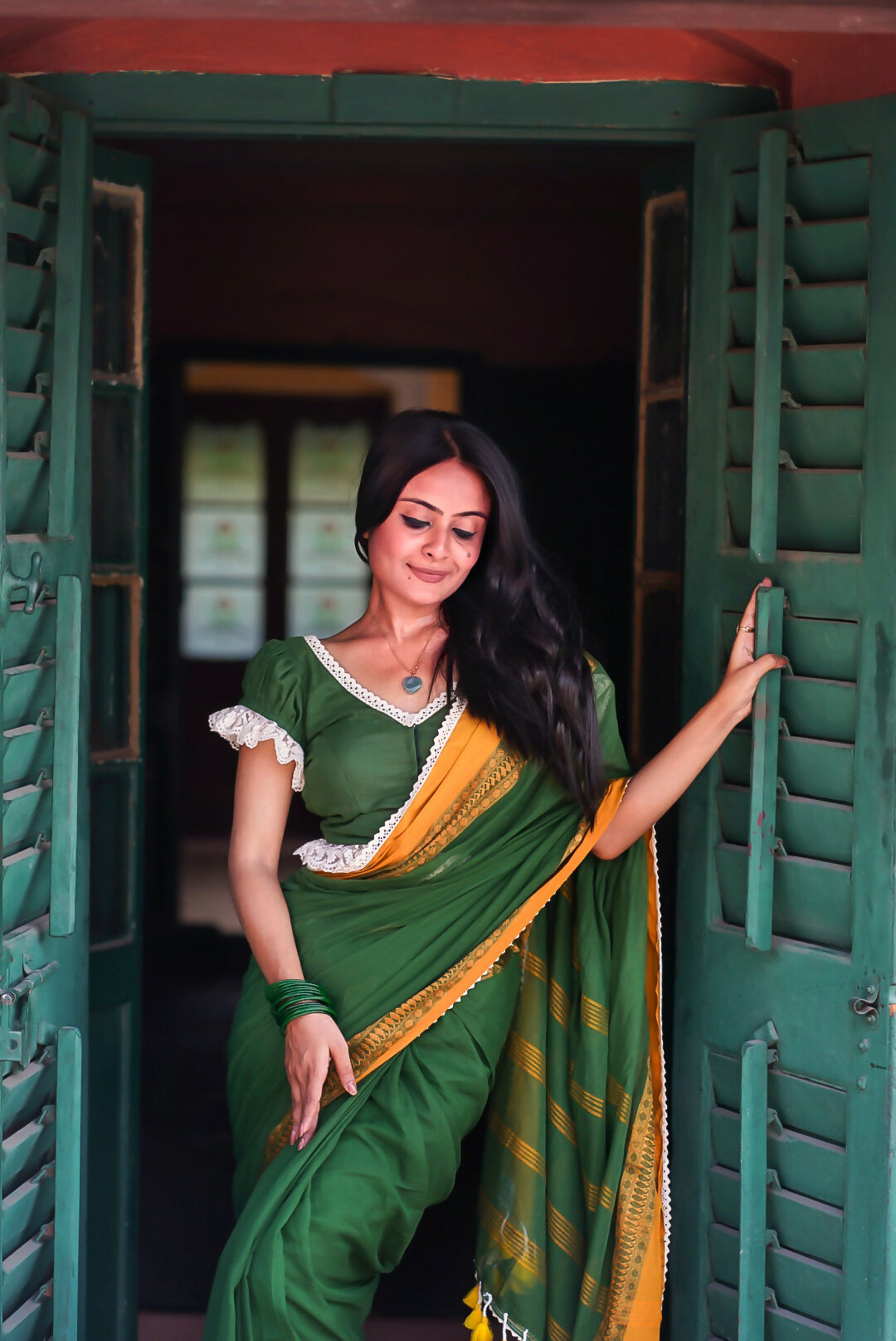 Green Love Pure Handloom Cotton Saree