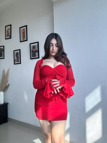 Red Ruched Dress