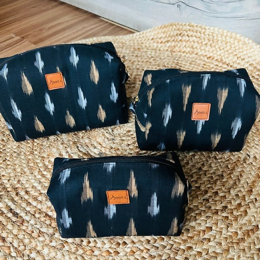 Box Pouches - Ikat Black | Set of 3