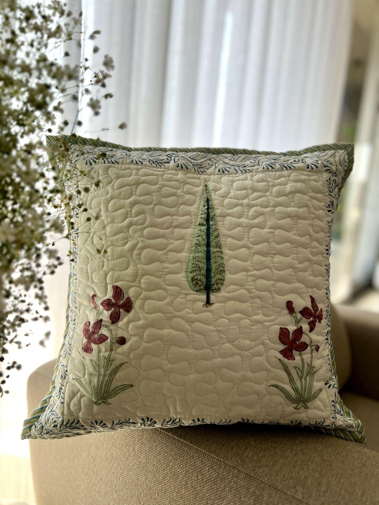 Quilted Cushion Cover| Suhani | Bloom Bliss (Set of 2)