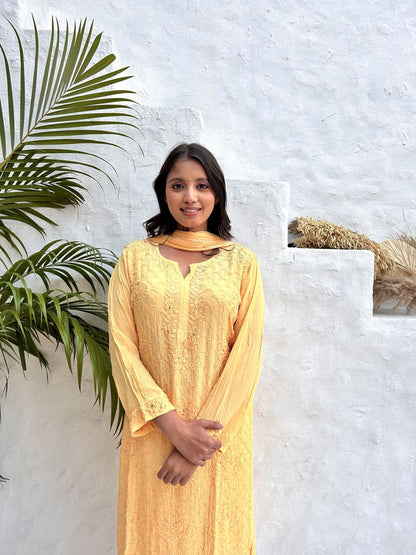 Fara Chikankari And Mukaish Crepe Set