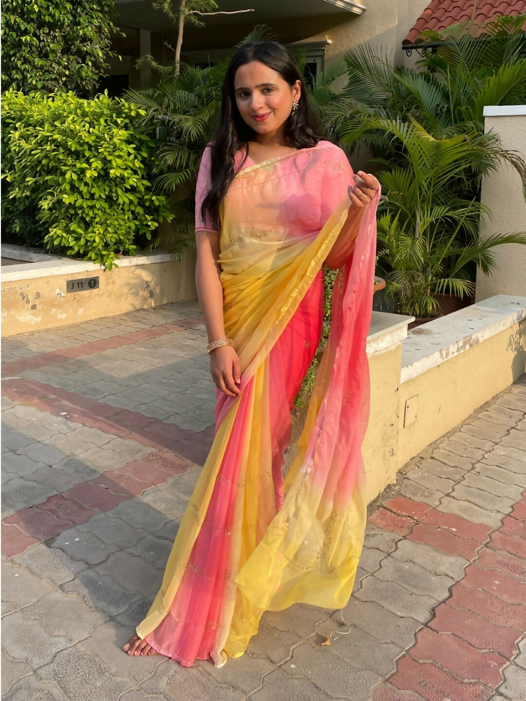 Rani Zari Chiffon Saree