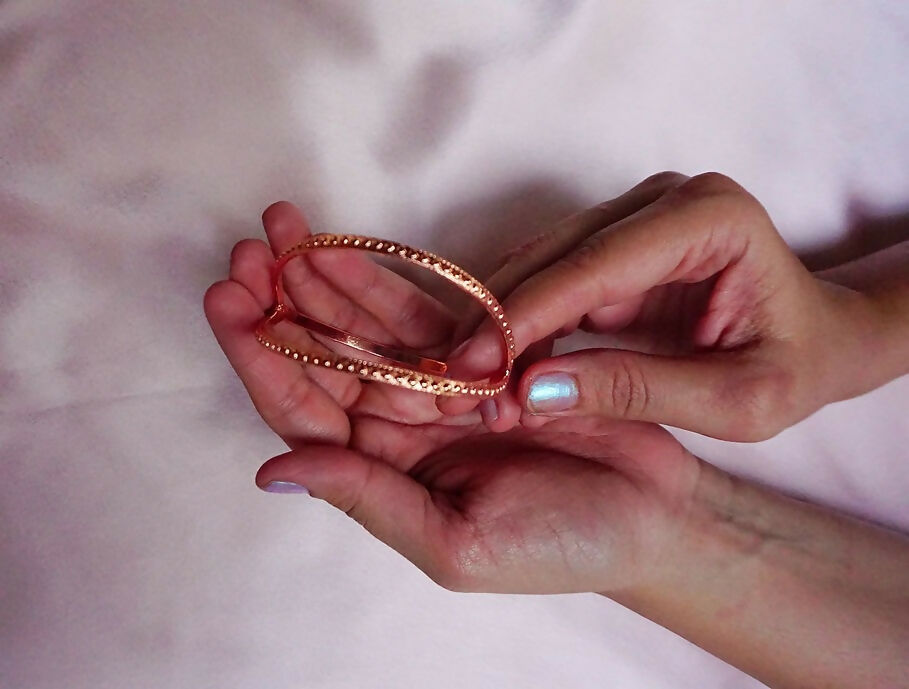 Ellipse Dotted Handcrafted Rose Gold Brass Bangle