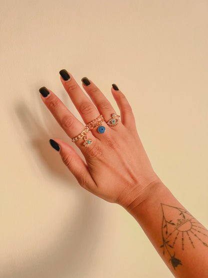 Boho Evil Eye Ring Set