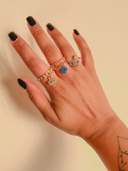 Boho Evil Eye Ring Set