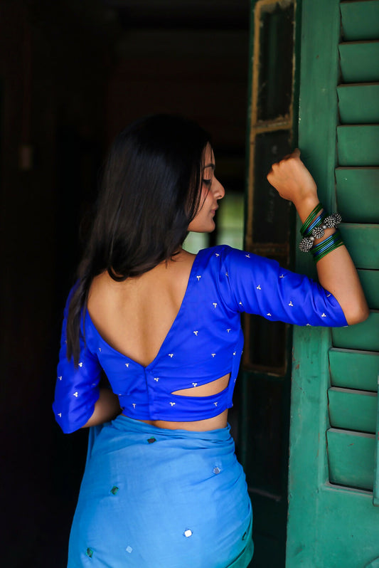 Blue Ocean Glass Sleeves Blouse