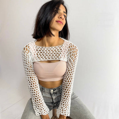 Crochet Sleeve Crochet Crop Top