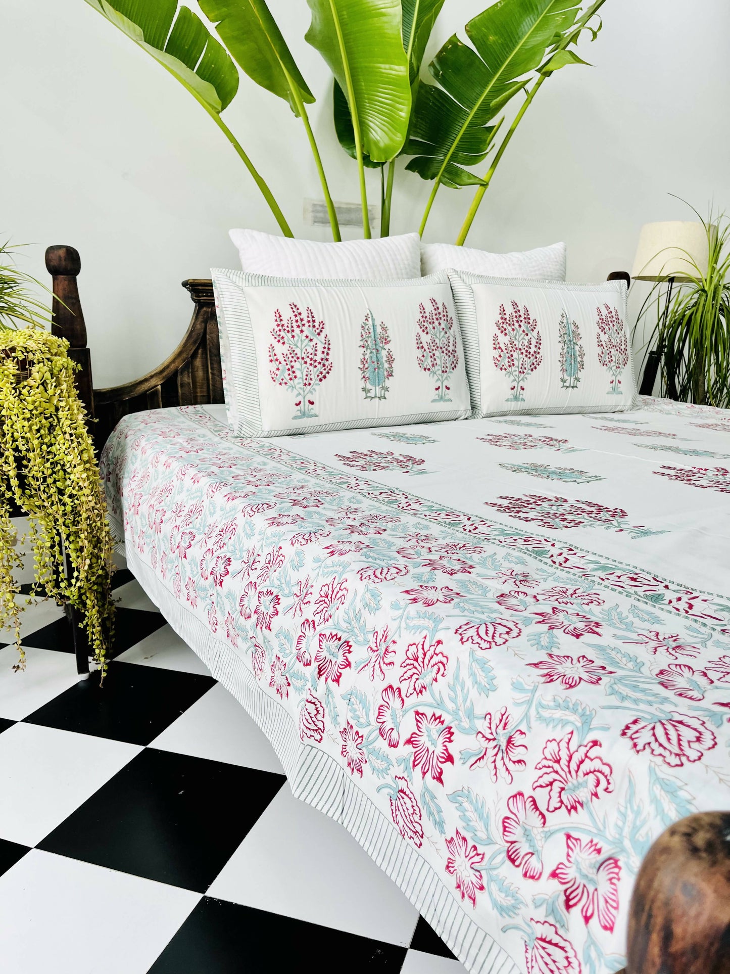 Panchi Block Printed Cotton Bedsheet