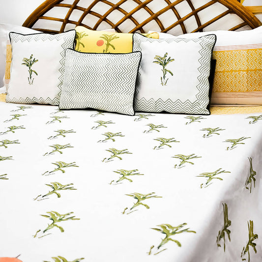 Evening In Jaipur All over Musa Double Bedsheet- Off White 90*108"