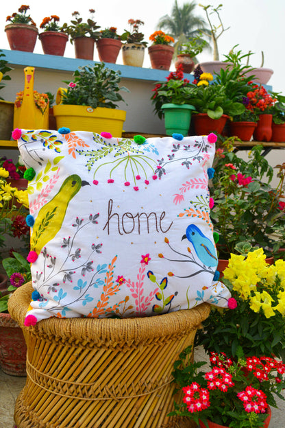 Hand Painted Garden Cushion Cover