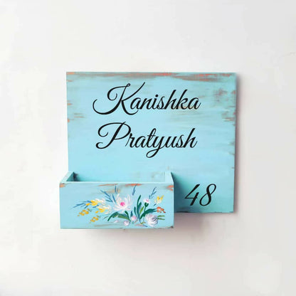 Customized Planter Name plate - White Flowers