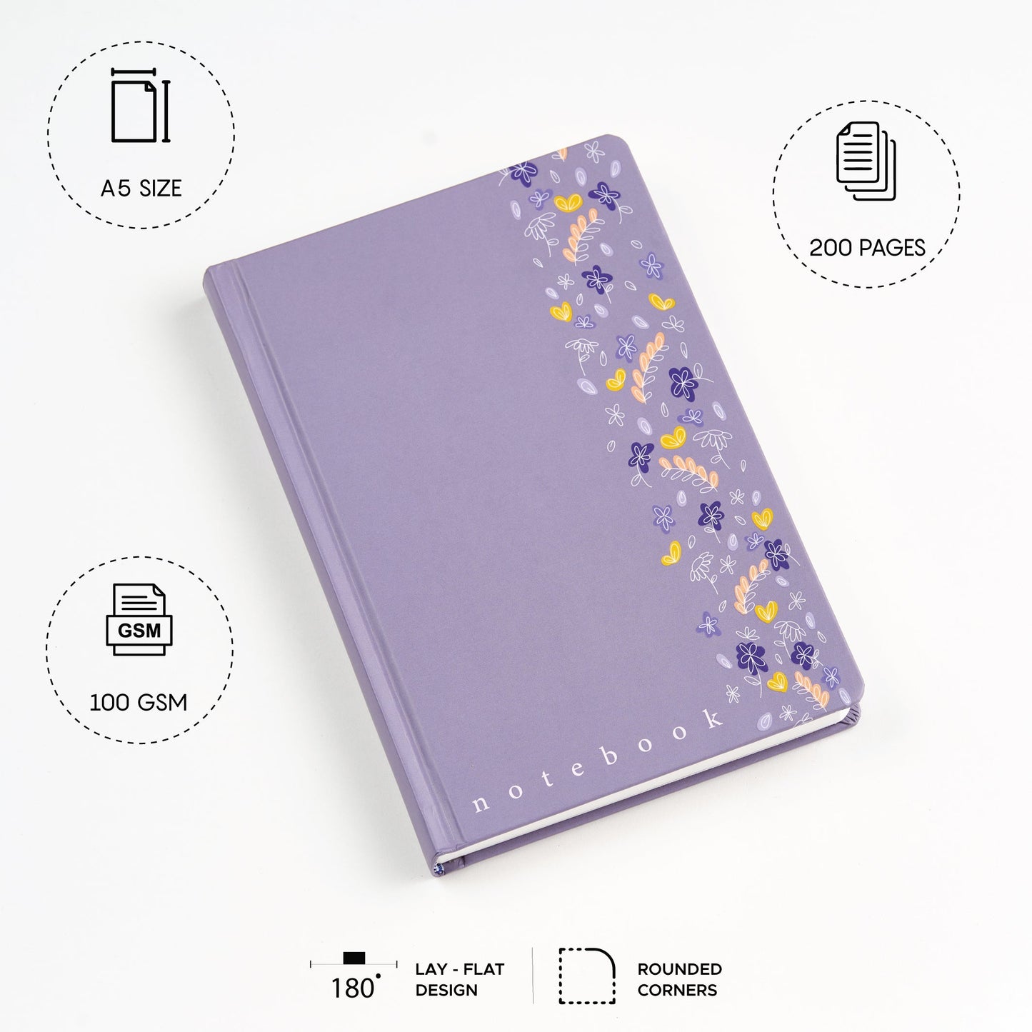 The Lavender Wildflower - Designer Hard Cover Notebooks