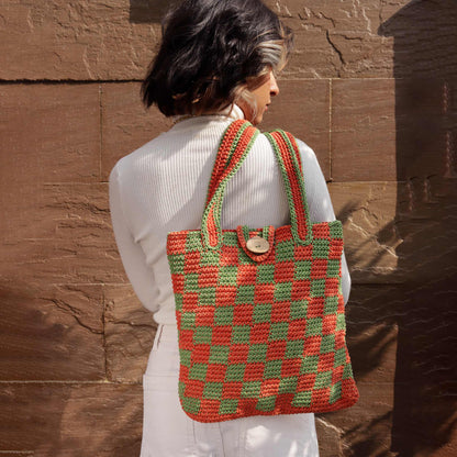 Checkered crochet Tote Bag