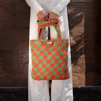 Checkered crochet Tote Bag