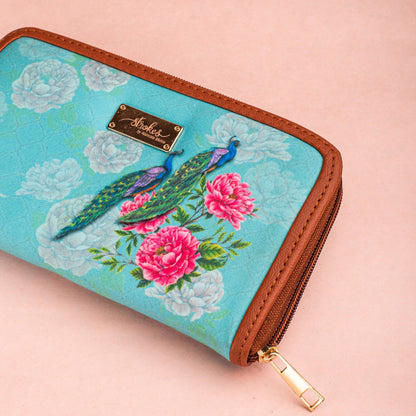 Peacocks and Peonies Zipper Wallet