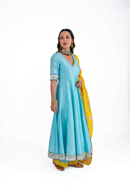 Anaya Sea Blue Anarkali Set