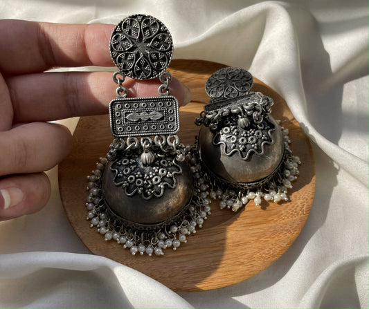 Oxidized Afghan Arya Jhumkas / Jhumki Earrings