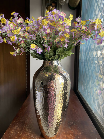 Urn Shape Vase In Hammered Nickel Finish