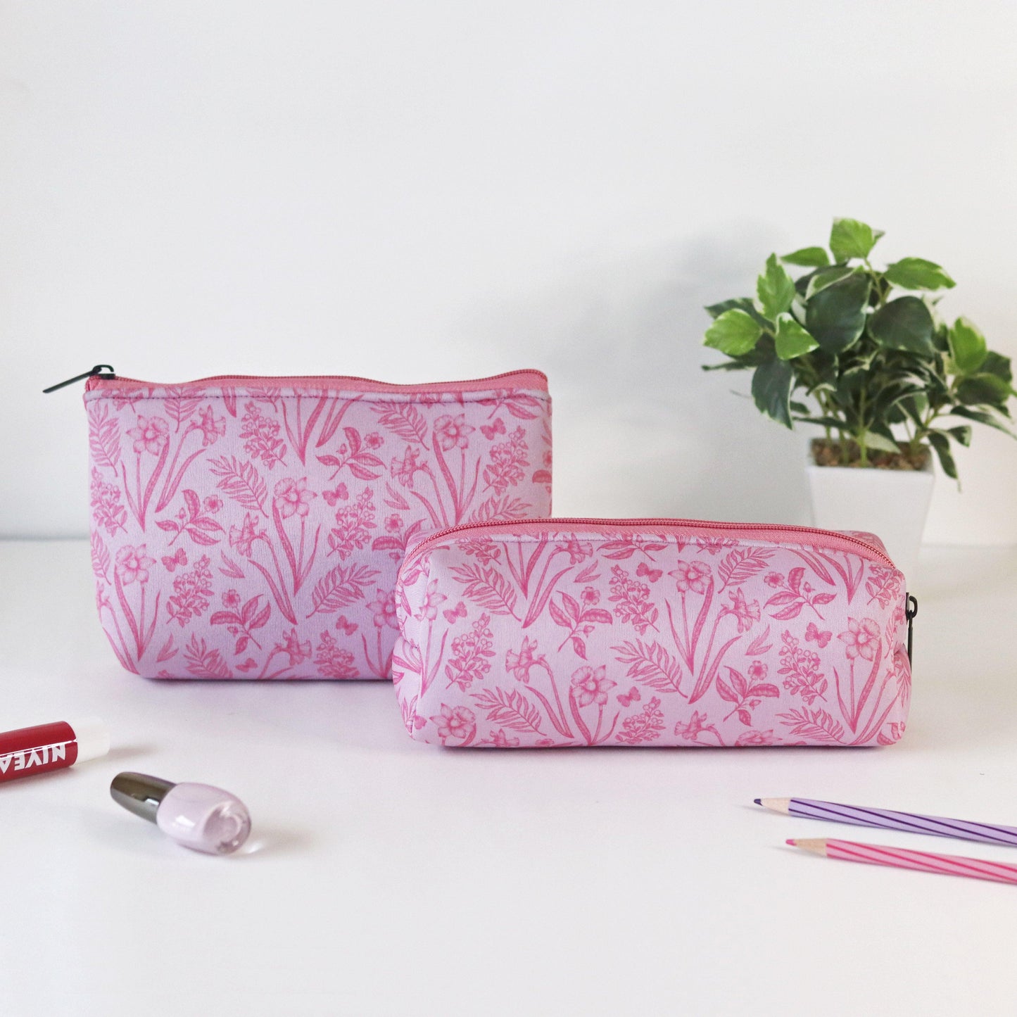 Pink Praises Cosmetic Pouches - Set of 2