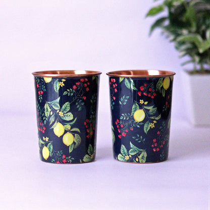 Zesty Lemon Copper Tumblers (Set of 2)