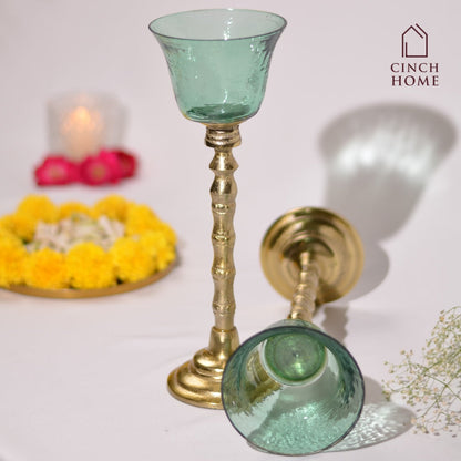 Enhance Green Candle Holder | Hurricane